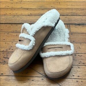 Time and Tru Tan Faux Fur Lined Loafers